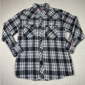 McCormick Farmall Men 2XL Black White Plaid Pearl Snap Long Sleeve Western Shirt